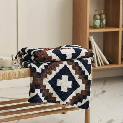 Knit Throw Blanket Premium Cotton Jacquard 51 x 63