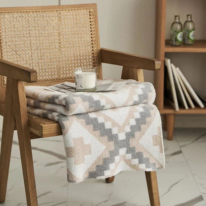 Knit Throw Blanket Premium Cotton Jacquard 51 x 63