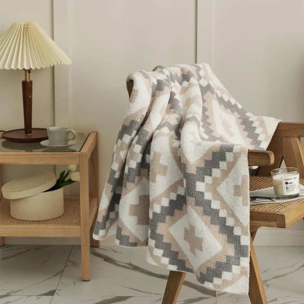 Knit Throw Blanket Premium Cotton Jacquard 51 x 63