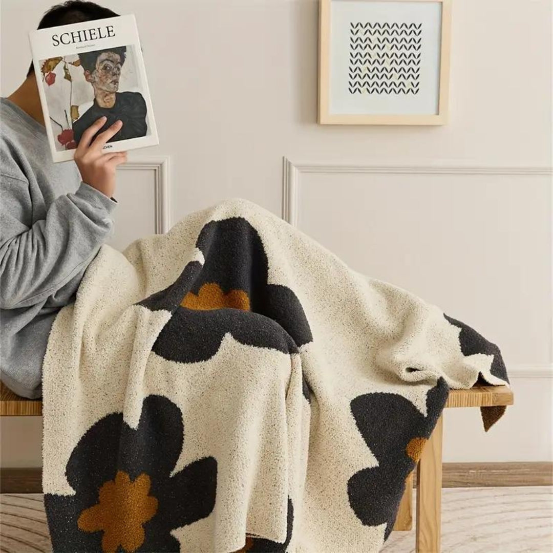 Knitted Blanket Floral Pattern All-Season & Breathable