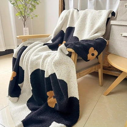 Knitted Blanket Floral Pattern All-Season & Breathable