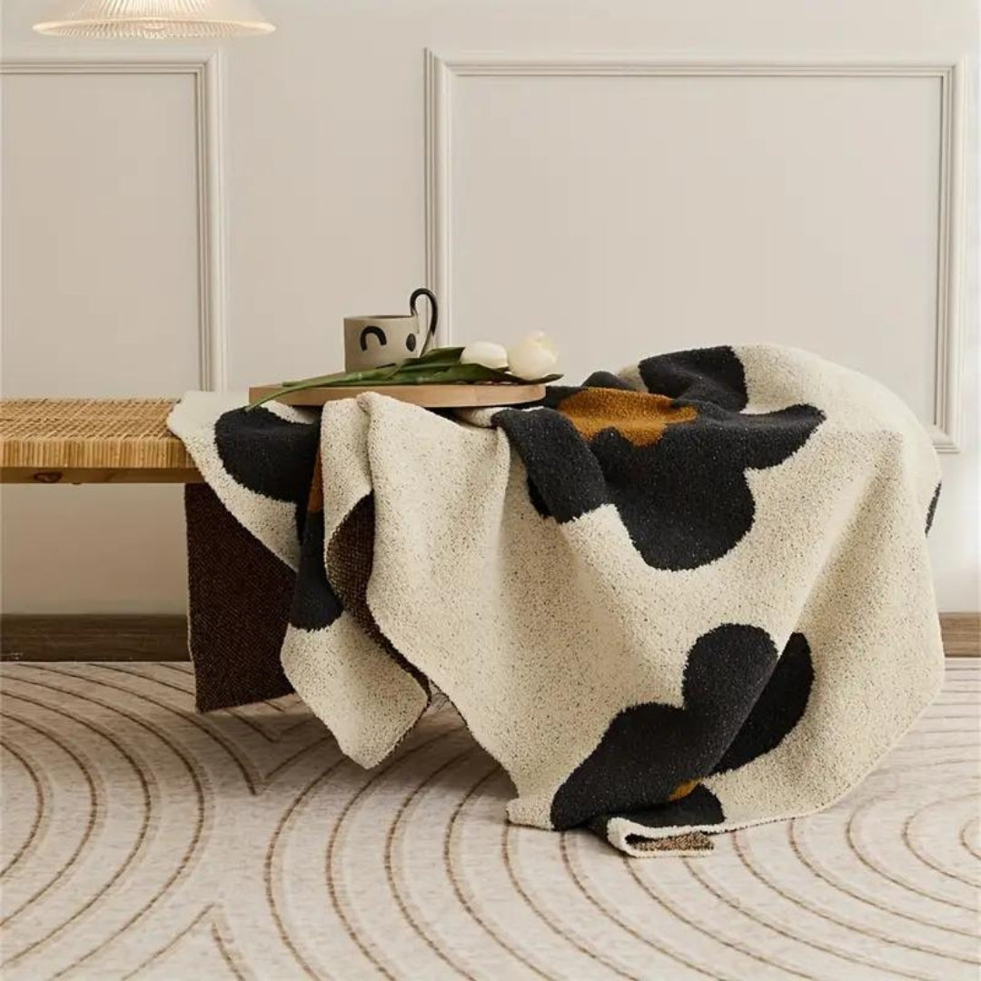 Knitted Blanket Floral Pattern All-Season & Breathable