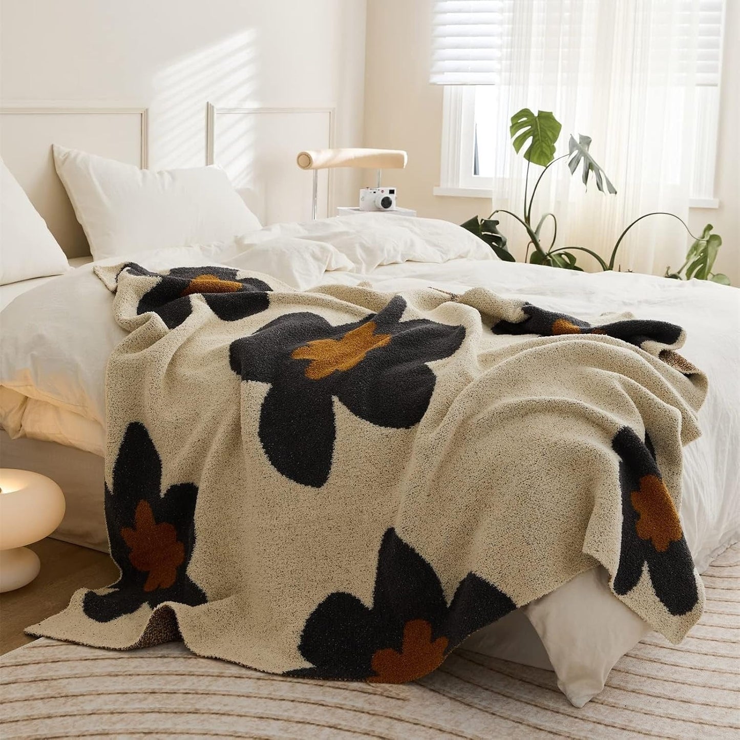 Knitted Blanket Floral Pattern All-Season & Breathable
