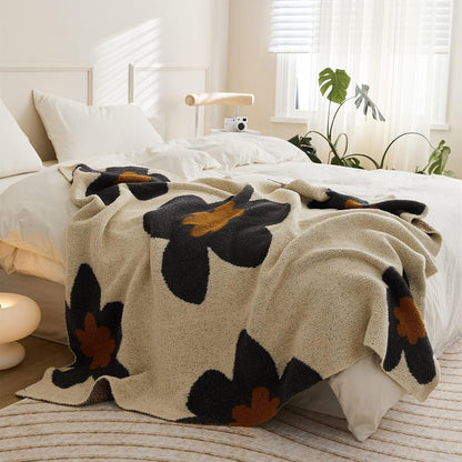 Knitted Blanket Floral Pattern All-Season & Breathable