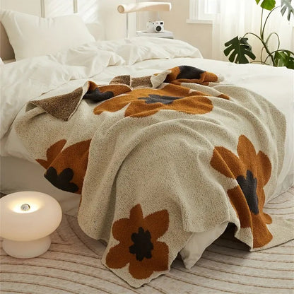 Knitted Blanket Floral Pattern All-Season & Breathable