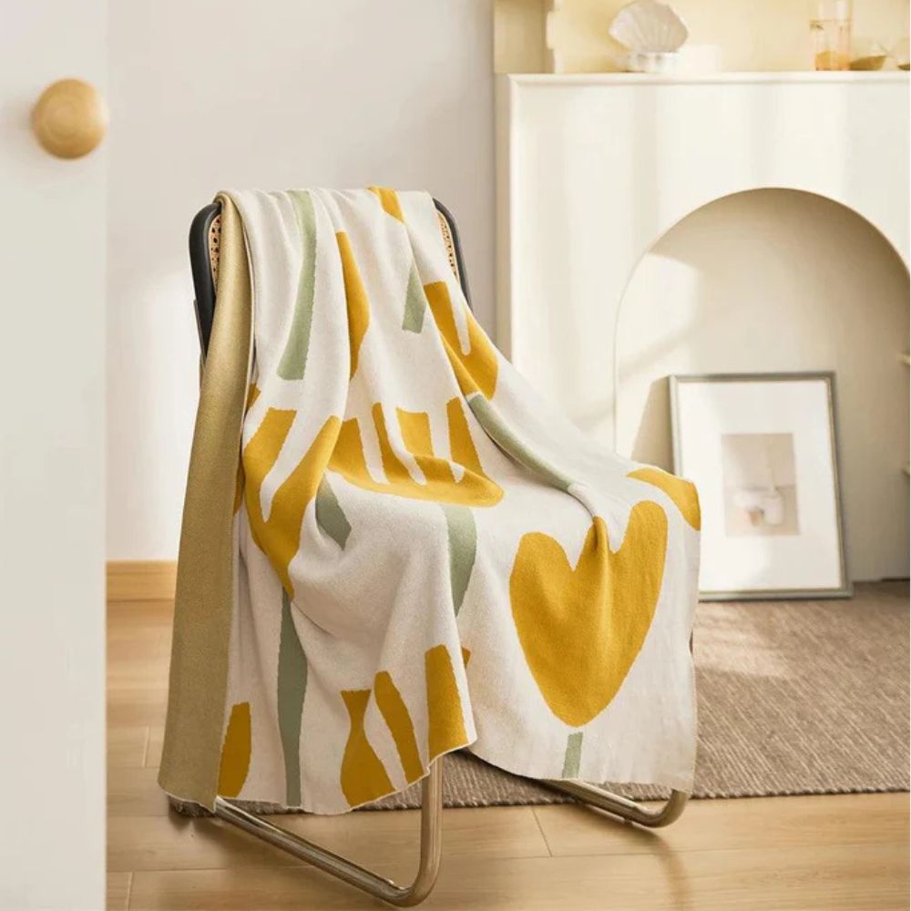 Knitted Throw Blanket 100% Cotton Lightweight 51 x 63
