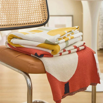 Knitted Throw Blanket 100% Cotton Lightweight 51 x 63