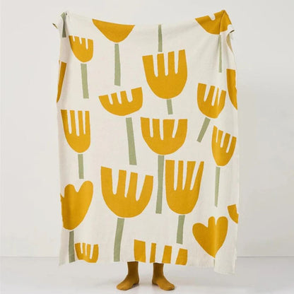 Knitted Throw Blanket 100% Cotton Lightweight 51 x 63