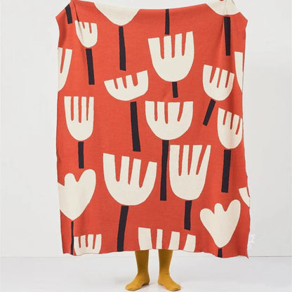 Knitted Throw Blanket 100% Cotton Lightweight 51 x 63