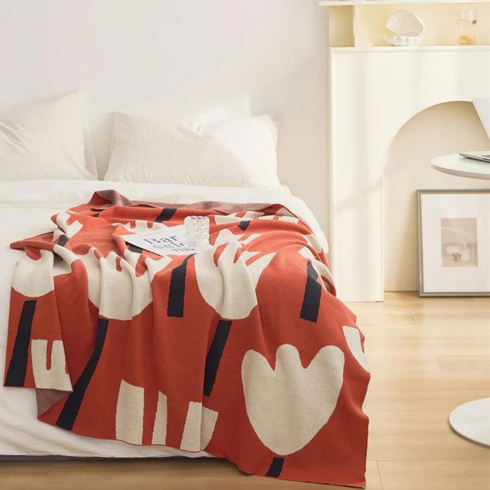 Knitted Throw Blanket 100% Cotton Lightweight 51 x 63
