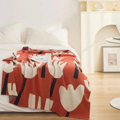 Knitted Throw Blanket 100% Cotton Lightweight 51 x 63