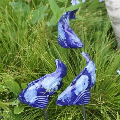 Koi Fish Garden Sculpture Ceramic Weather-Resistant Submersible