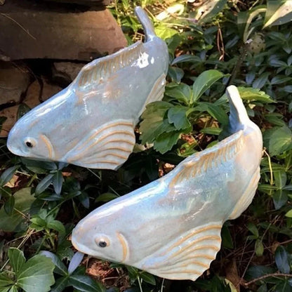 Koi Fish Garden Sculpture Ceramic Weather-Resistant Submersible