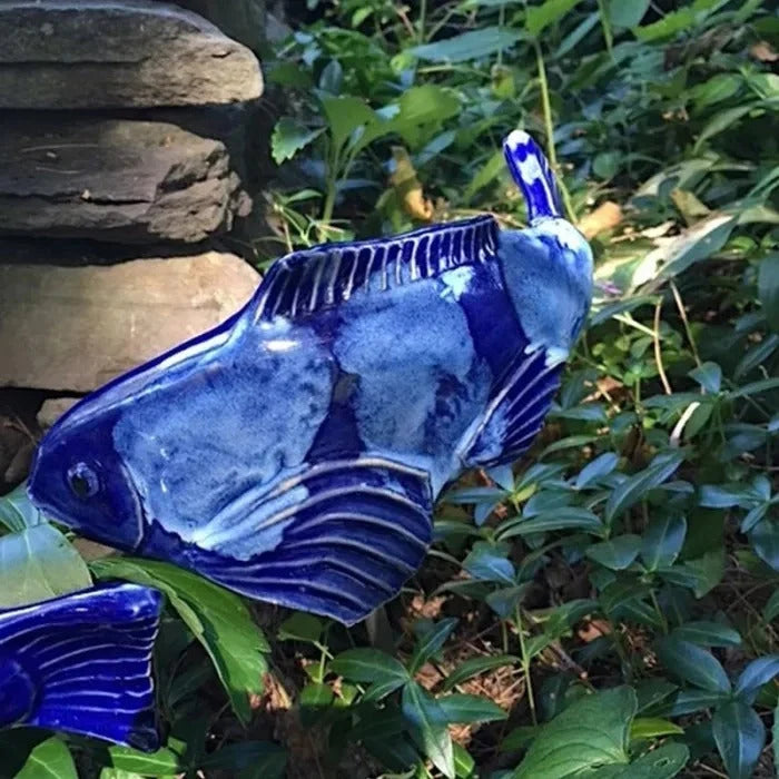 Koi Fish Garden Sculpture Ceramic Weather-Resistant Submersible