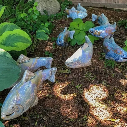 Koi Fish Garden Sculpture Ceramic Weather-Resistant Submersible