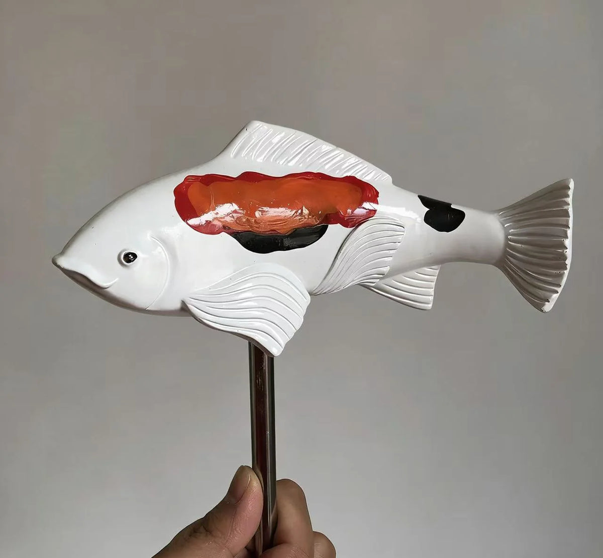 Koi Fish Garden Sculpture Weather-Resistant Ceramic Submersible