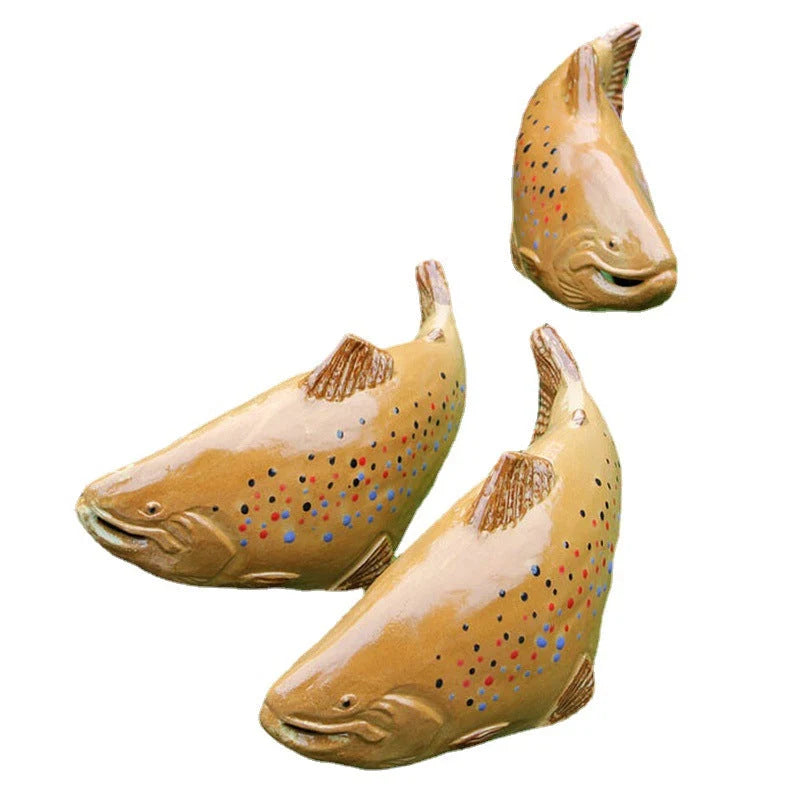 Koi Fish Garden Sculpture Weather-Resistant Ceramic Submersible