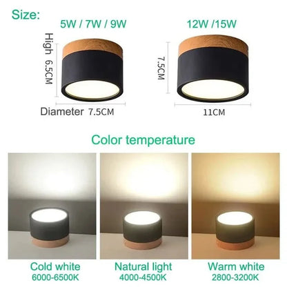 LED Ceiling Light Dimmable Aluminum Wood Design