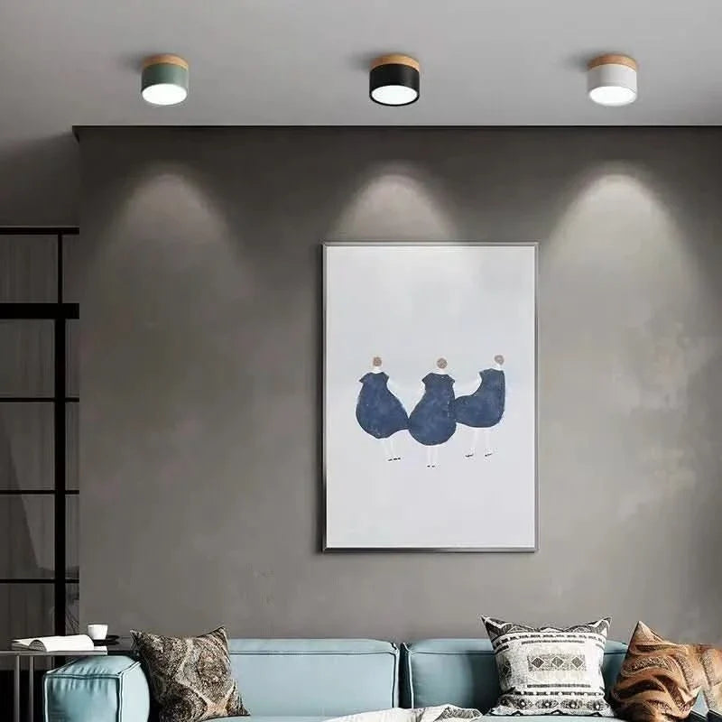LED Ceiling Light Dimmable Aluminum Wood Design