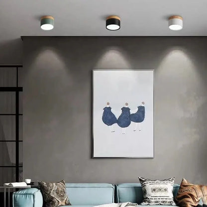 LED Ceiling Light Dimmable Aluminum Wood Design