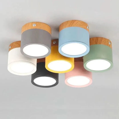 LED Ceiling Light Dimmable Aluminum Wood Design