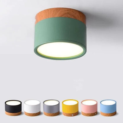 LED Ceiling Light Dimmable Aluminum Wood Design