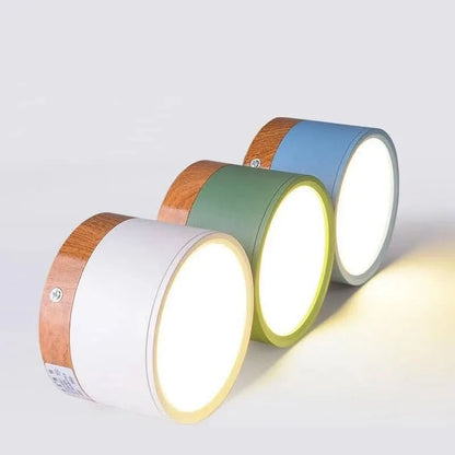 LED Ceiling Light Dimmable Aluminum Wood Design