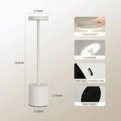 LED Desk Lamp Dimmable Flame Effect Rechargeable
