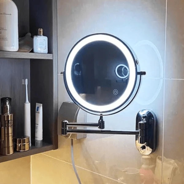 LED Magnifying Mirror Adjustable Brightness Rechargeable Cordless 3x–10x Magnification