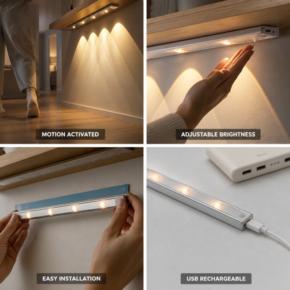 LED Strip Light Motion Sensor USB Rechargeable Magnetic Mount