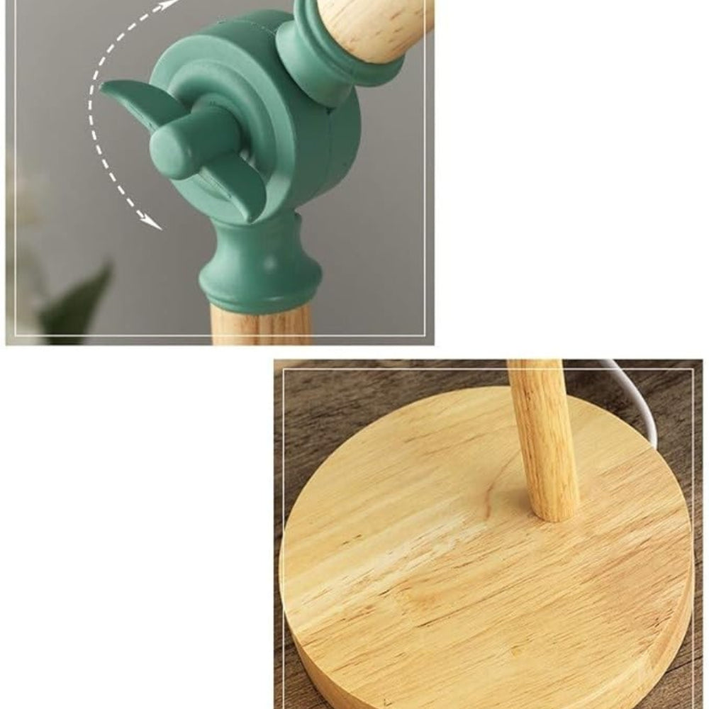 LED Table Lamp Natural Wood & Iron Adjustable Head