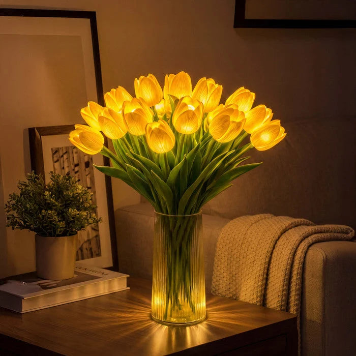 LED Tulip Bouquet Warm Glow Cordless Set of 10