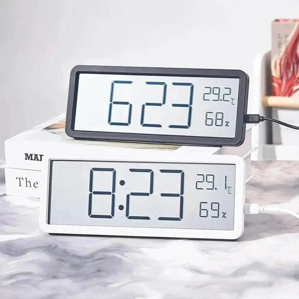 LED Wall Clock Large Digits Temperature & Humidity