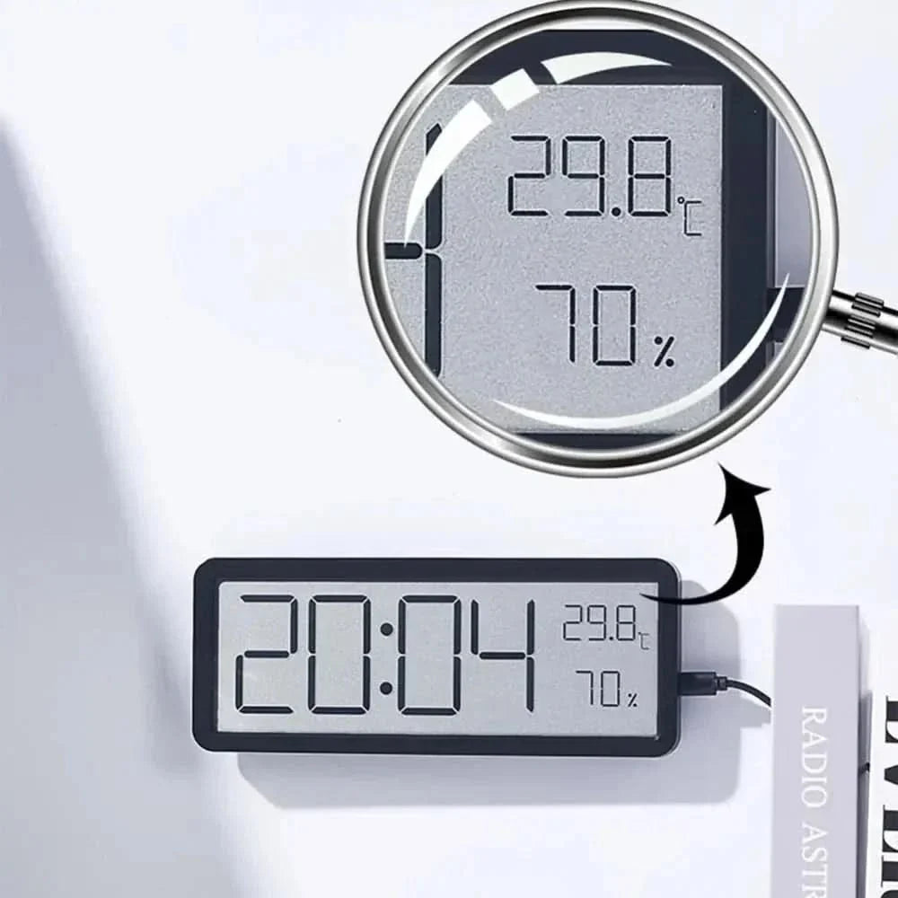 LED Wall Clock Large Digits Temperature & Humidity