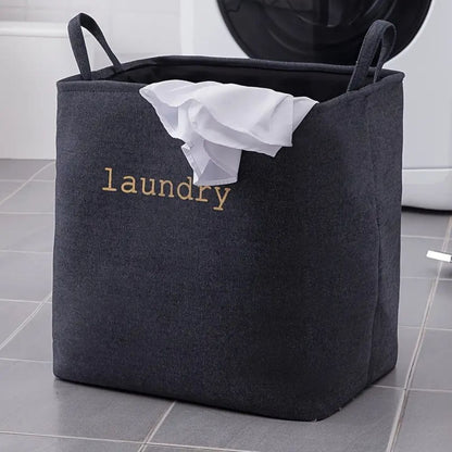 Laundry Basket Foldable Microfiber Blend Space-Saving Reinforced Handles