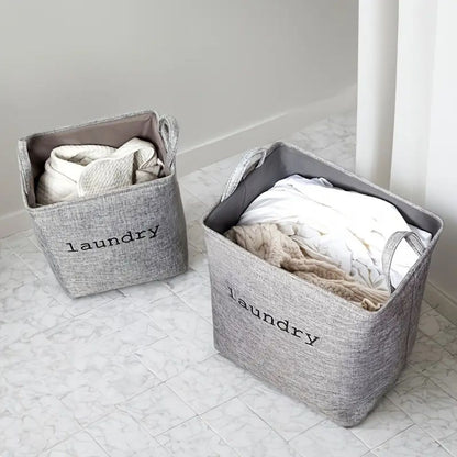 Laundry Basket Foldable Microfiber Blend Space-Saving Reinforced Handles