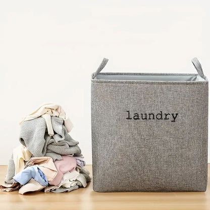 Laundry Basket Foldable Microfiber Blend Space-Saving Reinforced Handles