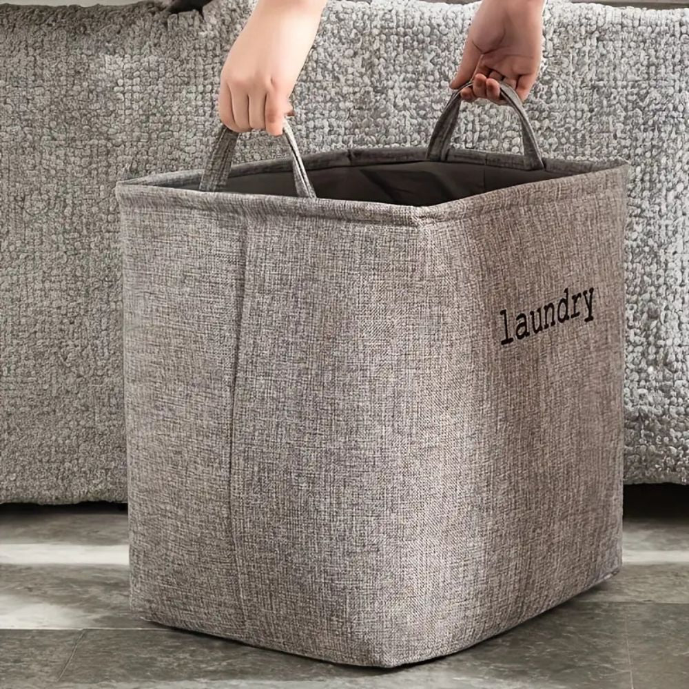 Laundry Basket Foldable Microfiber Blend Space-Saving Reinforced Handles