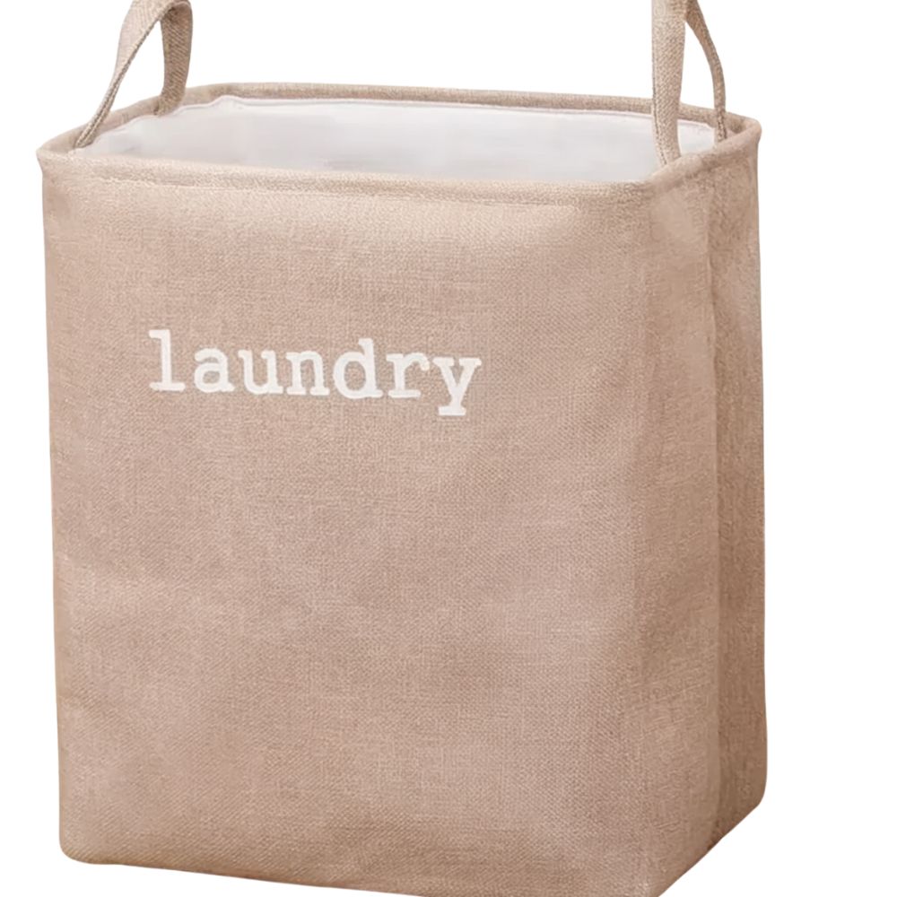 Laundry Basket Foldable Microfiber Blend Space-Saving Reinforced Handles