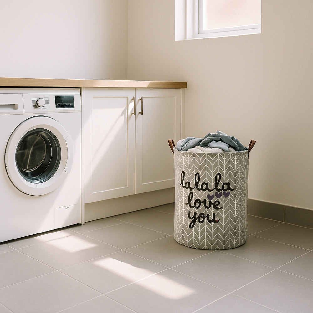 Laundry Basket Foldable Polyester With Carry Handles