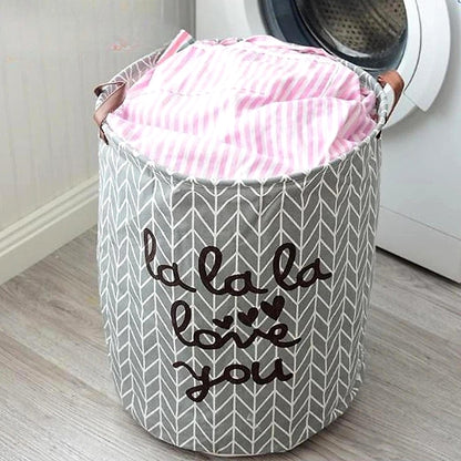 Laundry Basket Foldable Polyester With Carry Handles