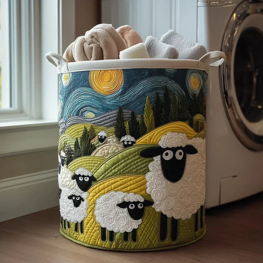 Laundry Basket Hand-Quilted Reinforced Handles 60L Capacity