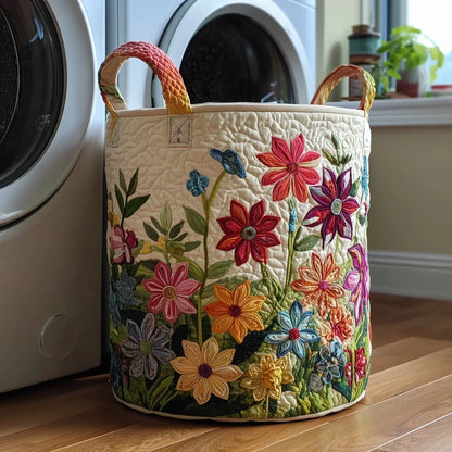 Laundry Basket Hand-Quilted Reinforced Handles 60L Capacity