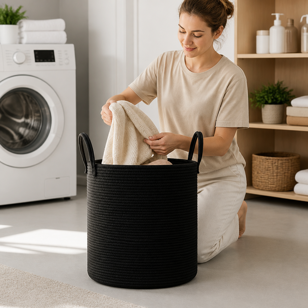Laundry Basket Large Cotton Rope With Handles