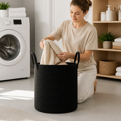 Laundry Basket Large Cotton Rope With Handles