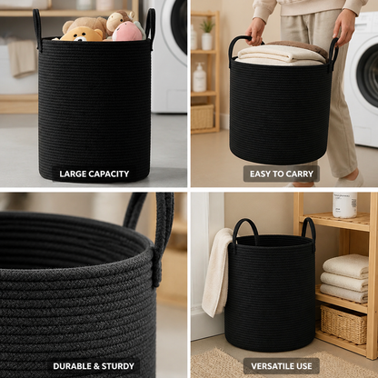 Laundry Basket Large Cotton Rope With Handles