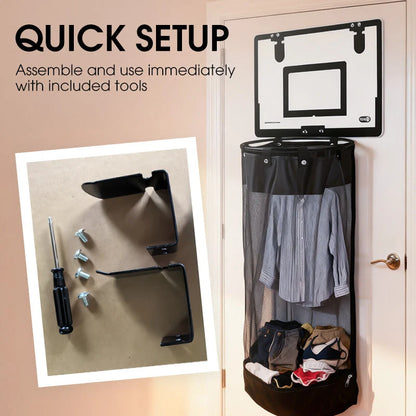 Laundry Hamper Basketball Hoop Design Breathable Mesh Wall-Mounted