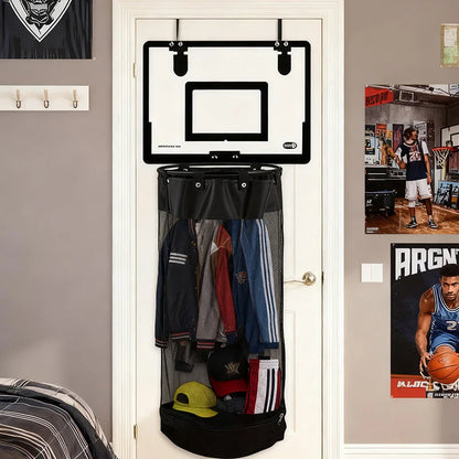Laundry Hamper Basketball Hoop Design Breathable Mesh Wall-Mounted