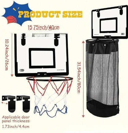 Laundry Hamper Basketball Hoop Design Wall-Mounted Mesh Bag