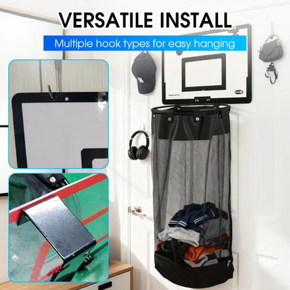 Laundry Hamper Basketball Hoop Design Wall-Mounted Mesh Bag